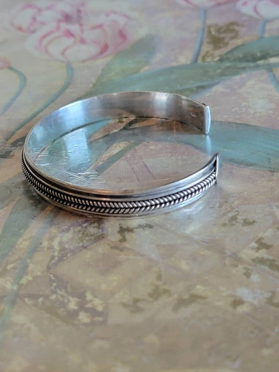 Vintage Sterling Silver Men's Cuff Bracelet 925 - image 4