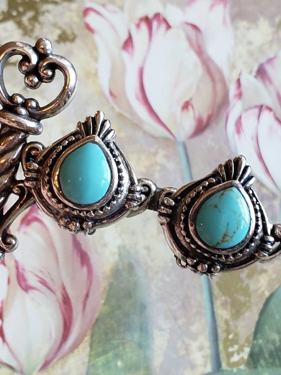 Vintage Sterling Silver and Turquoise Statement Cl