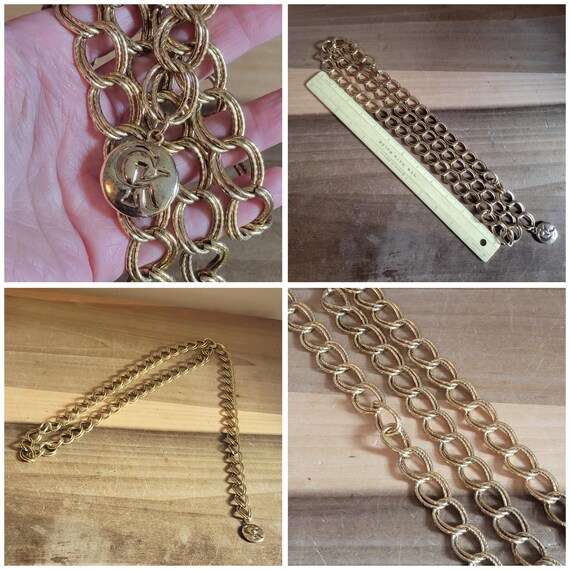 Calvin Klein Women’s Vintage Gold Tome Chain Link Belt Monogram Disc Accent Vintage Calvin Klein Gold Tone Metal Adjustable Double Chain  main image 2