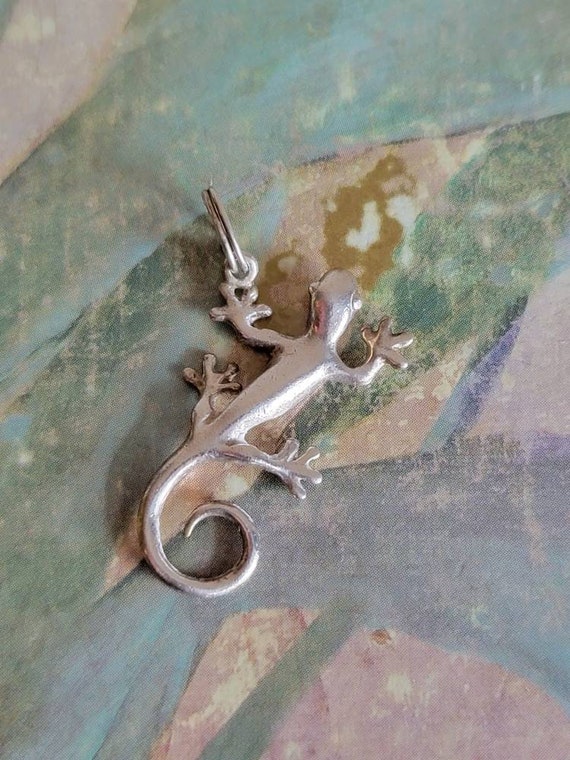 Vintage Sterling Silver Lizard Pendant 1990s - image 9