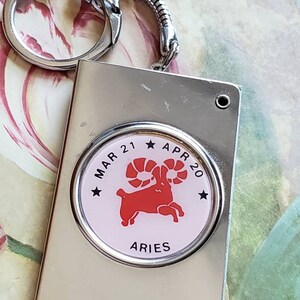Vintage Aries Zodiac Sign March 21st to April 20th Key Chain Key Ring with Address Phone Book 1980s