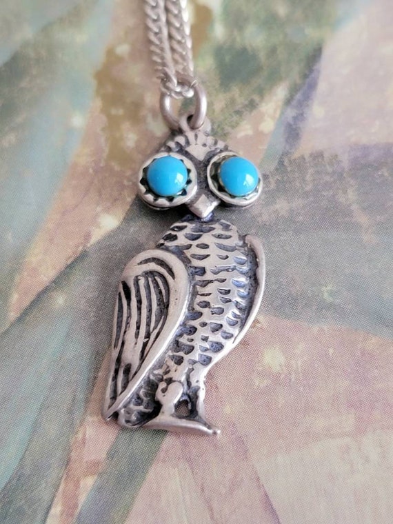Vintage SC Sterling Silver and Turquoise Wise Owl… - image 10