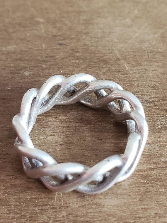 Vintage Sterling Silver Celtic Knot Band Ring Uni… - image 6