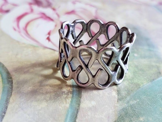 Vintage Sterling Silver Repeating Pattern Ring 92… - image 3