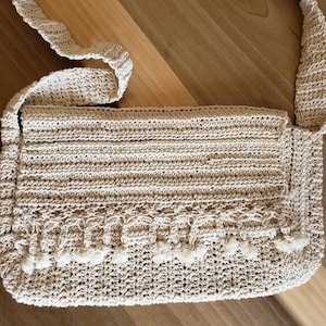 Vintage Flap Closure Purse Off White Crocheted Bag Summer Spring Accessory 1970s