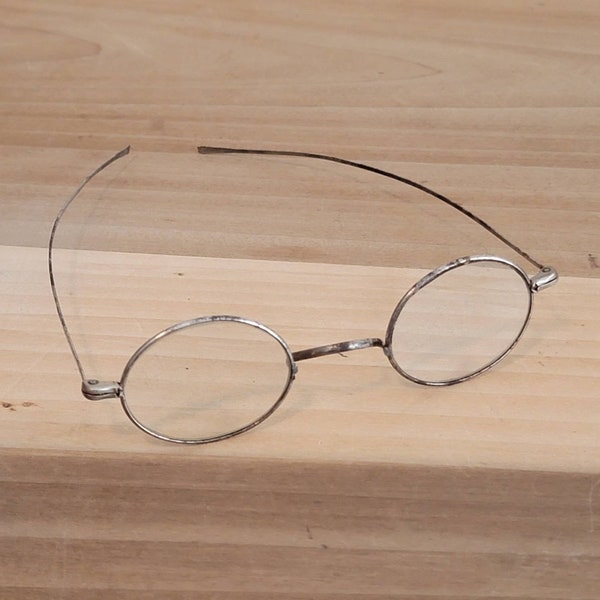 Antique Vintage Antique Silver Tone Metal Glasses Eyeglasses Spectacles Prescription As Is