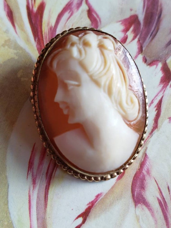 Vintage AMCO Cameo Pin or Brooch or Pendant Pale A