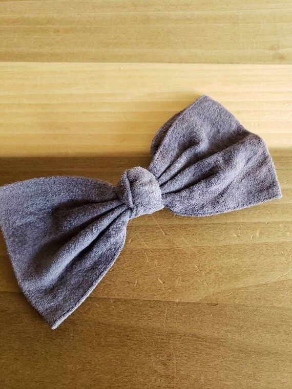 Vintage Large Blue Suede Bow French Barrette 1980s - image 3