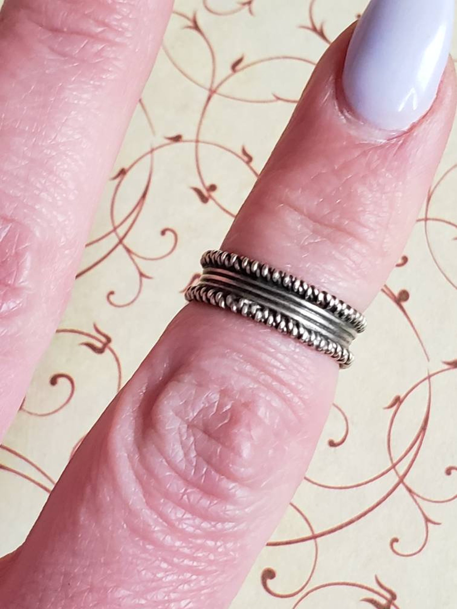 Vintage Sterling Silver 925 Band Ring 1980s Repeating Pattern Wedding ...