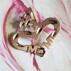 Vintage 14 Karat Gold Gold Number 1 Mom Pendant Heart 1980s Mothers Day