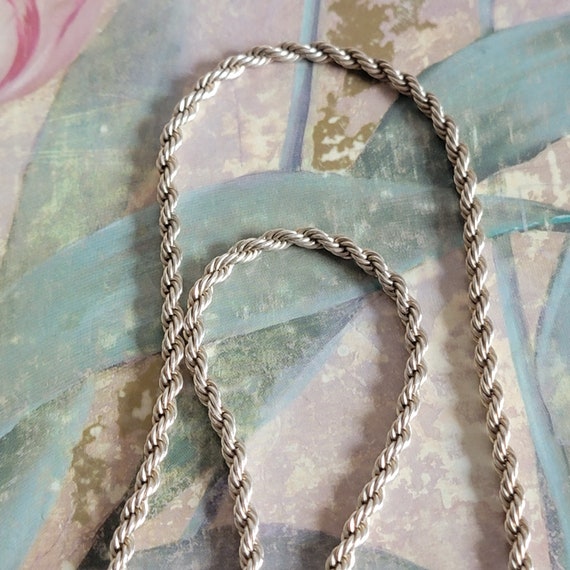 Vintage Sterling Silver Twist Rope Necklace 925 - image 2