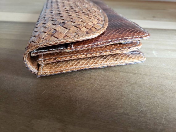 Vintage Brown Snakeskin Purse Pocketbook Handbag … - image 6
