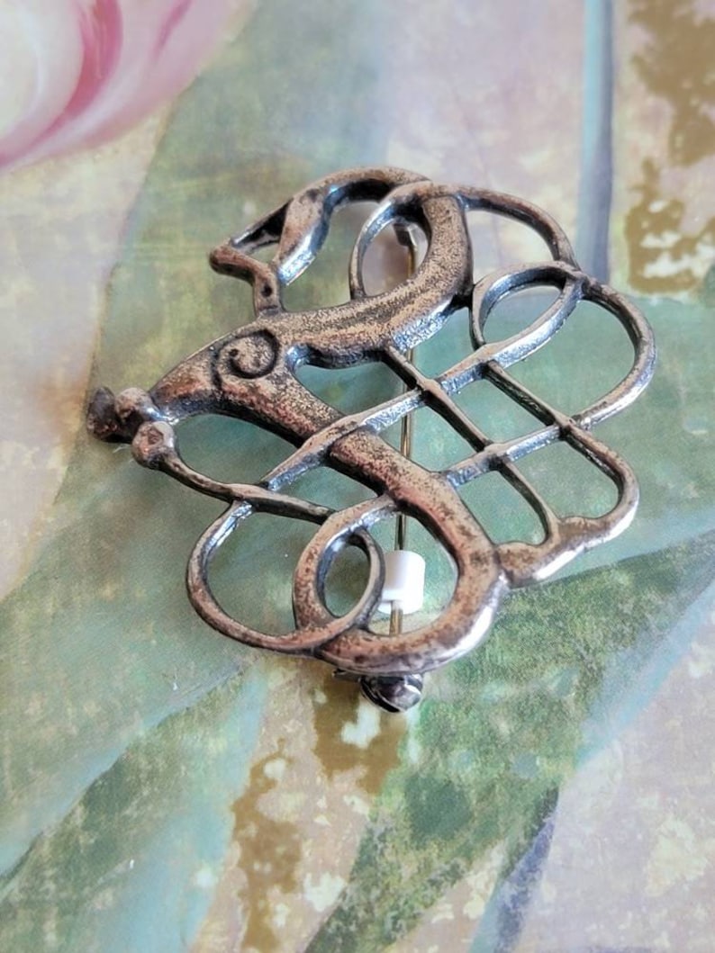 Vintage David Andersen DA Norway Sterling Silver Viking Replica Dragon Pin or Brooch image 2