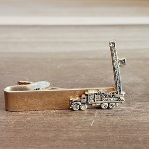 Vintage Dyer Ladder Truck Tie Clip 1950s Mens Accessory Father&#39;s Day Trucker
