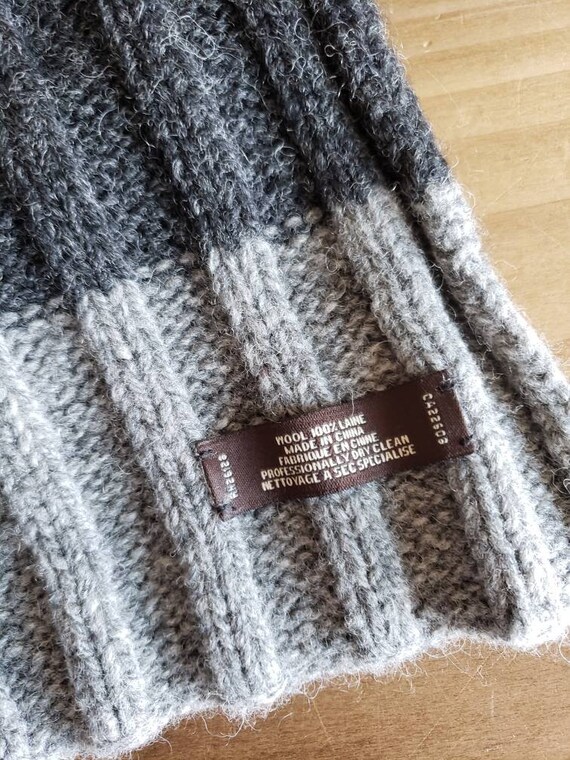 Vintage Coach Scarf 100% Wool Dark Gray Almost Bl… - image 4