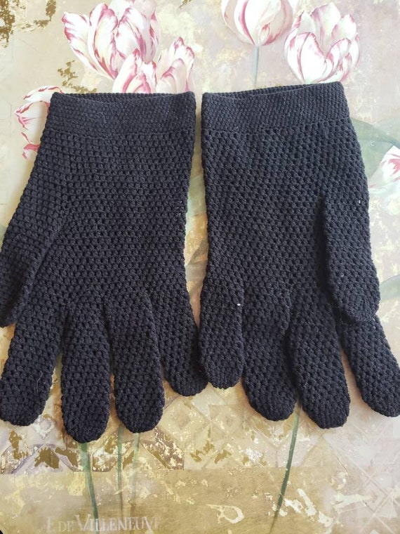 Vintage by Elayne Black Gloves Ladies Retro Croch… - image 5