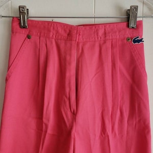 Vintage Never Worn Izod For Girls Lacoste Girls Hot Pink Pants Hidden Button Size 12 Made in the USA Creased Darts 1980s image 2