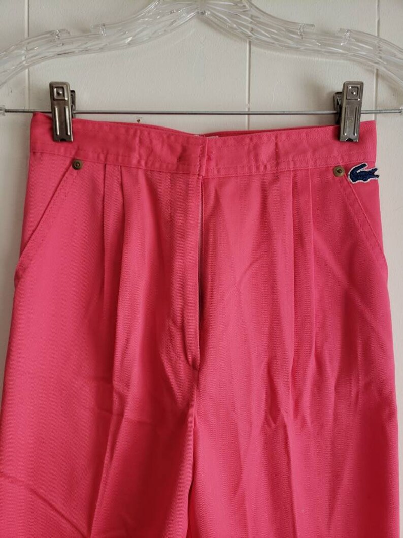 Vintage Never Worn Izod For Girls Lacoste Girls Hot Pink Pants Hidden Button Size 12 Made in the USA Creased Darts 1980s image 2