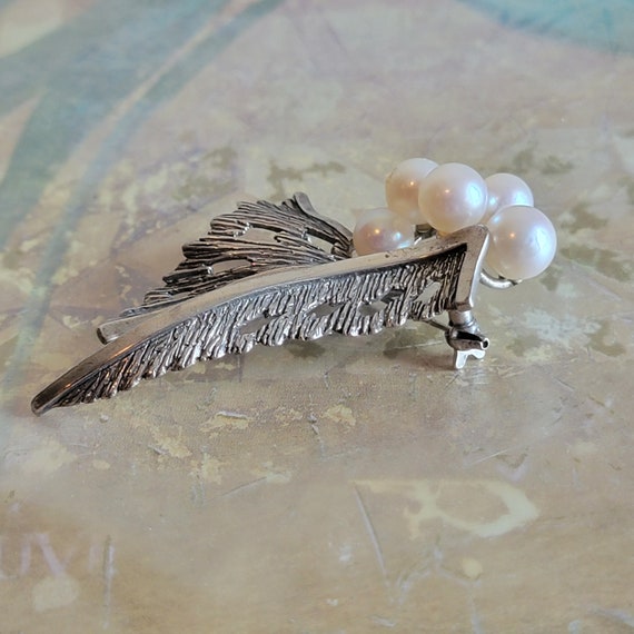 VIntage Signed Mikimoto Sterling Silver and Pearl… - image 5