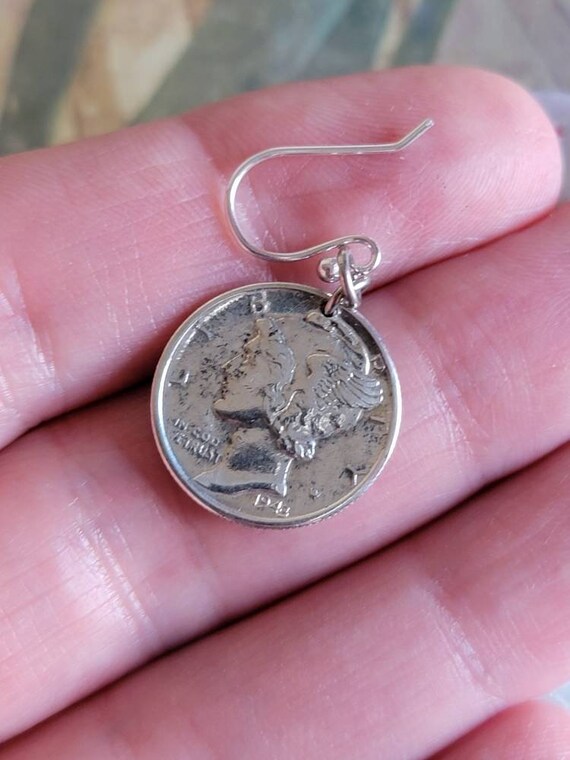 Vintage Sterling Silver Mercury Dime Earrings for… - image 8