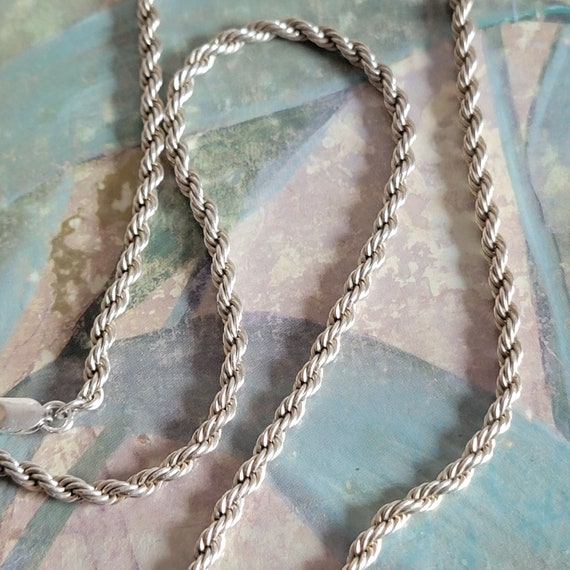 Vintage Sterling Silver Twist Rope Necklace 925 - image 5