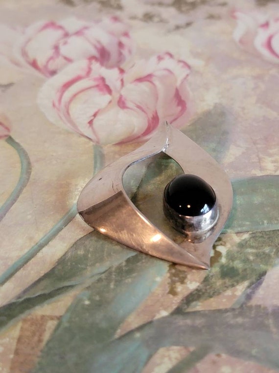Vintage Signed S. Coates Sterling Silver and Onyx… - image 5