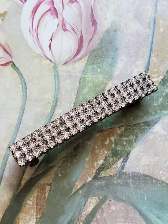 VTG Rhinestone Silver-tone Barrette, Pin, Comb Wedding, Formal, Props Silver Rhinestone Bridal Barrette: Vintage Wedding Hair Clip  main image 3