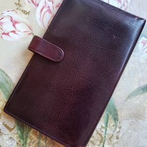 Vintage Borgoña Cuero Accesorio Hombres Billetera Tarjetas de Crédito ID Pasaporte Billetera Cierre a Presión Cierre
