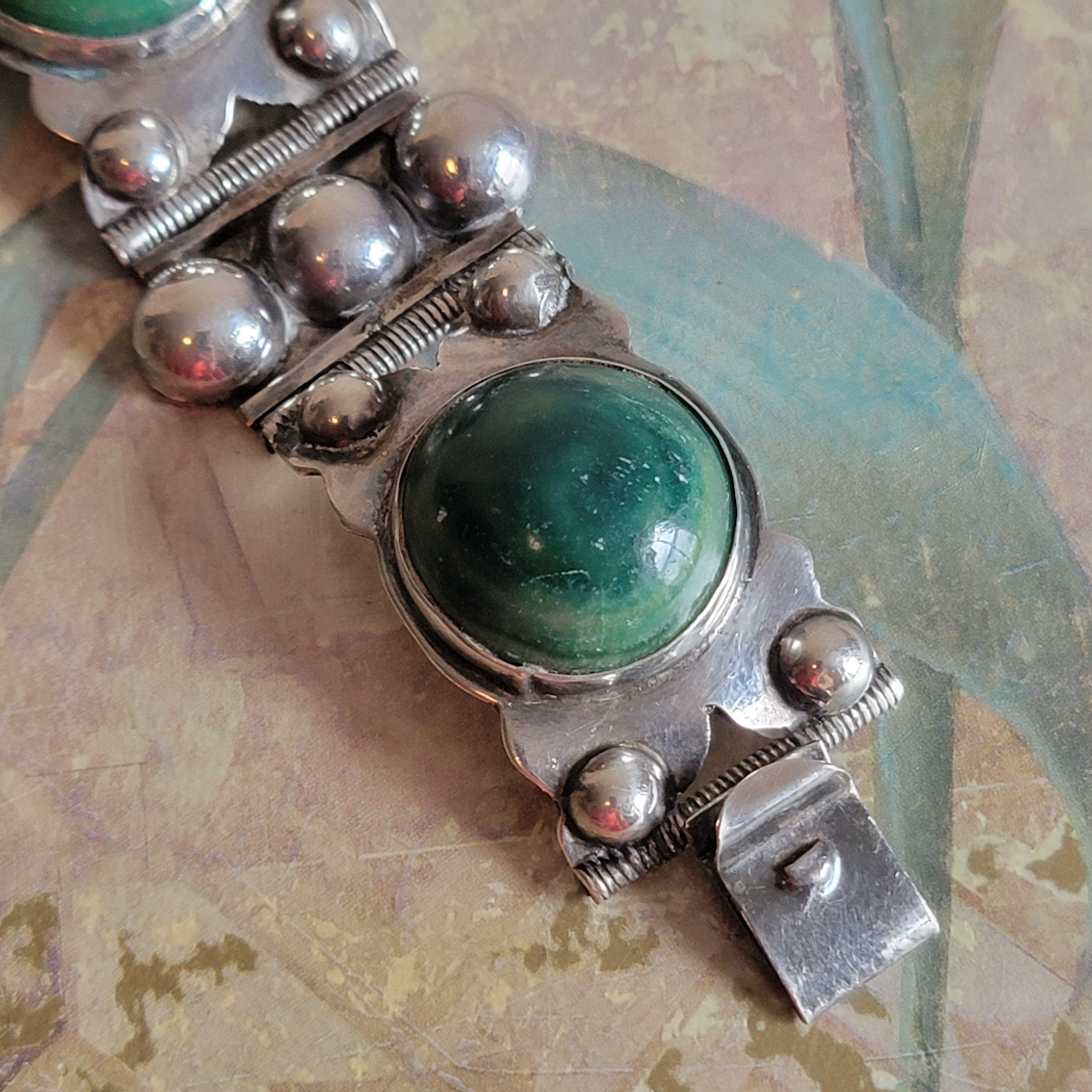 Vintage 70s USA retro classical design silver bracelet