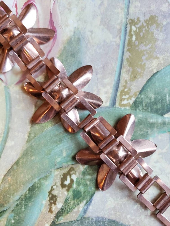 Vintage Copper Daisy Flower Bracelet - image 7