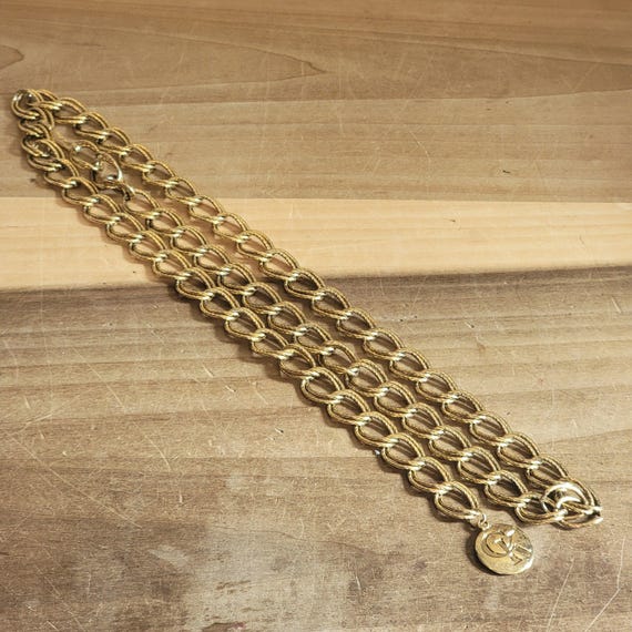 Vintage Calvin Klein Gold Tone Metal Adjustable Double Chain 