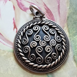 Vintage Sterling Silver Spiral Pendant 925