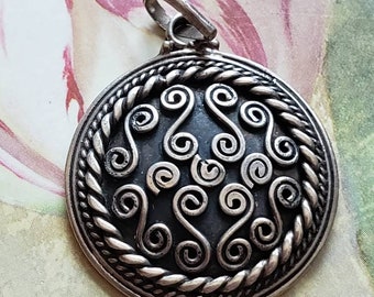 Vintage Sterling Silver Spiral Pendant 925