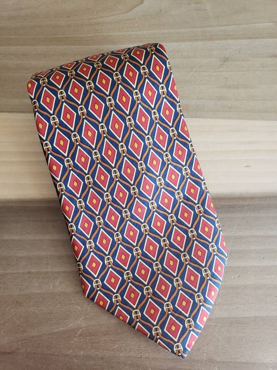 SALE Vintage Fendi Mens Neck Tie Cravat Red Gold B