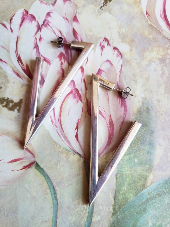 Vintage Sterling Silver Angular Triangular Geomet… - image 10