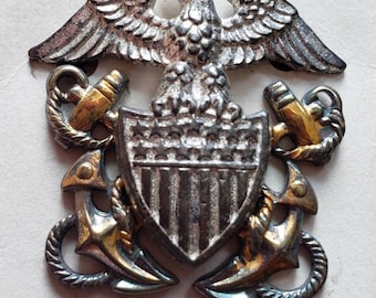 925 Sterling Silver Gold Plated Antique WWII US Navy Eagle and