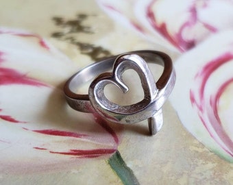 Vintage Sterling Silver Heart Ring 925 Promise Ring Love Romance Valentine's Day