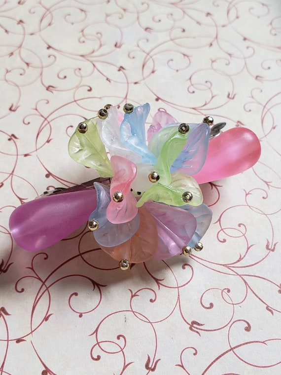 Vintage Spring Time Hair Barrette French Clip Lea… - image 5