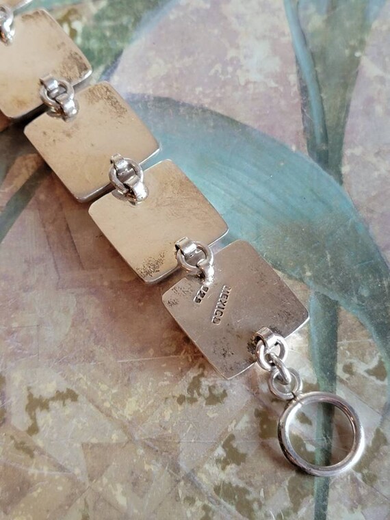 Vintage Sterling Silver and Agate Bracelet Toggle… - image 9