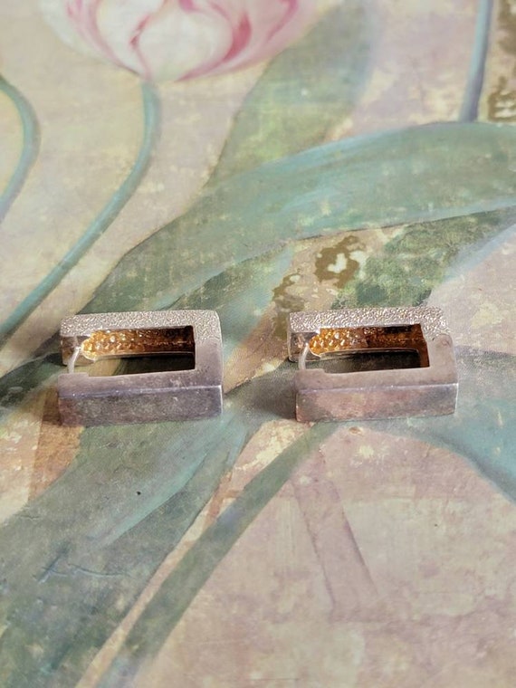 Vintage ALF Hinged Textured Rectangular Earrings … - image 2