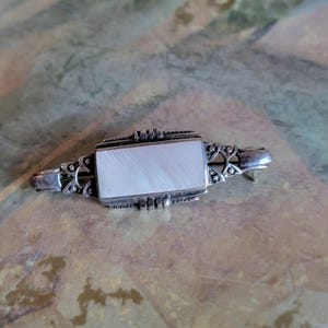 Vintage Sterling Silver and Mother of Pearl Brooch Pin