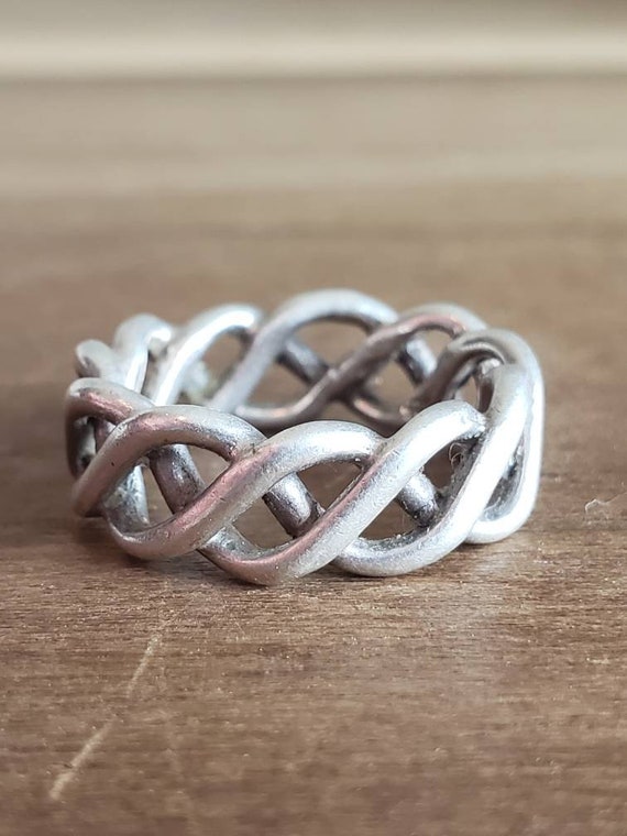 Vintage Sterling Silver Celtic Knot Band Ring Uni… - image 1