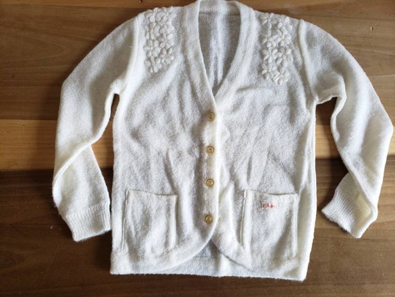 Vintage Girls Cardigan Sweater Buttons and Embroi… - image 2