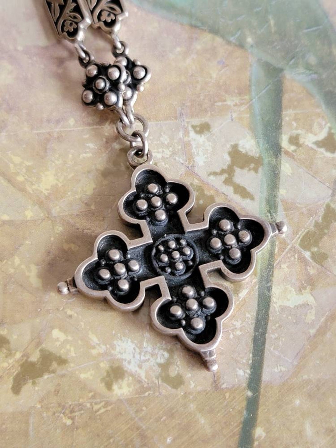 Vintage Sterling Silver Byzantine Cross Pendant and Necklace Christianity Religious Etsy