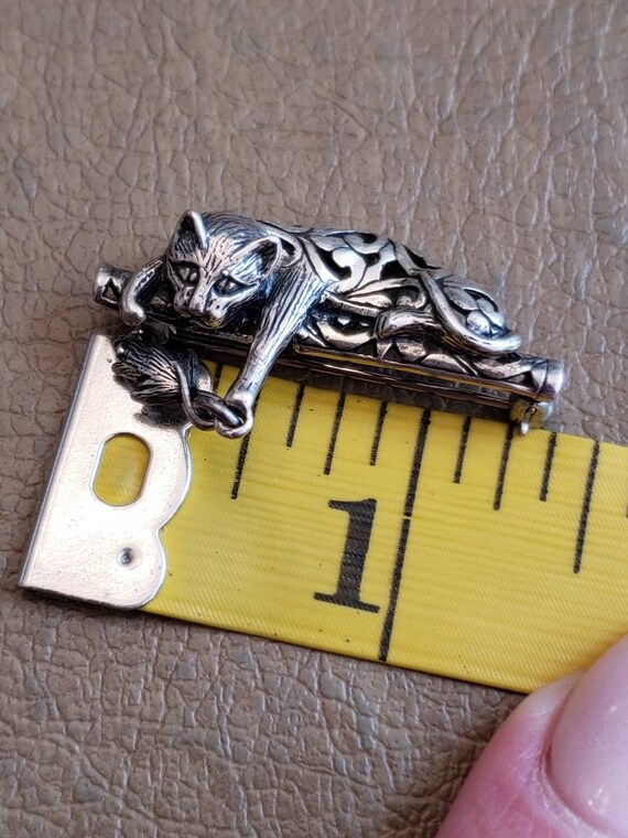 Vintage Jezlaine Sterling Silver Cat and Mouse Br… - image 10