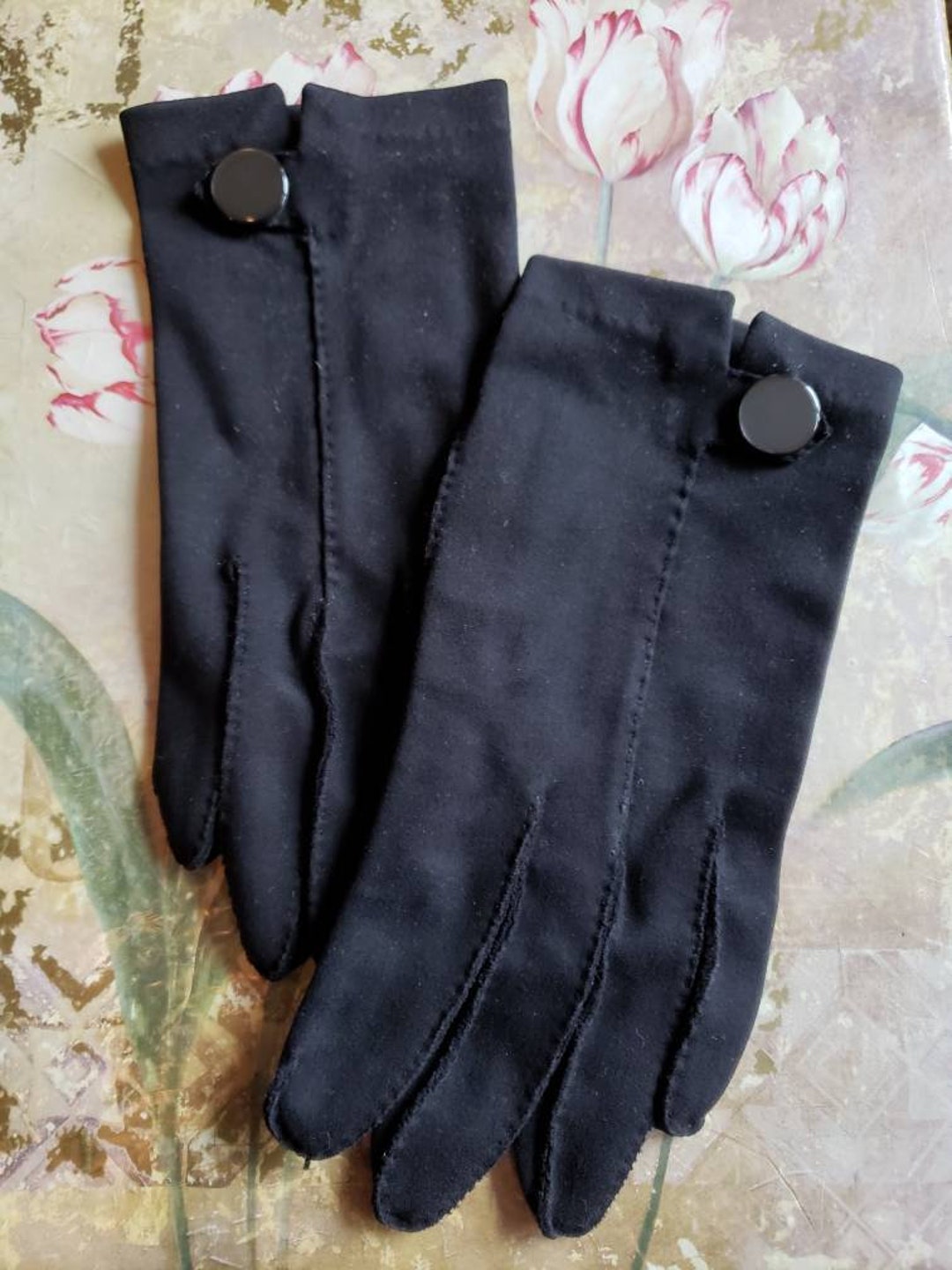 Vintage Fownes Doette Deluxe Black Gloves With Button Detail - Etsy