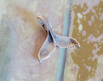 Vintage Sterling Silver Whale Tail Fluke Pendant 925