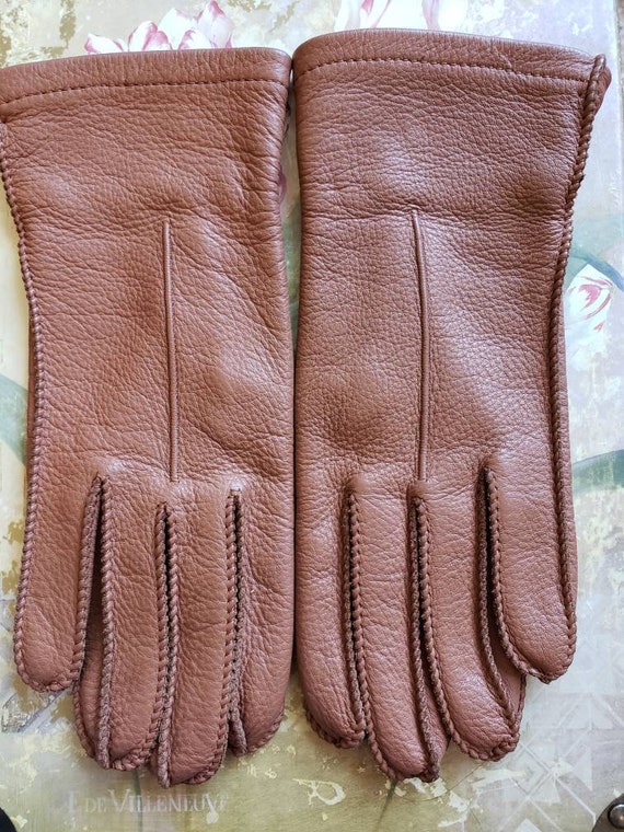 Vintage Sta-Soft Deer Skin Leather Size L Tan Dri… - image 1