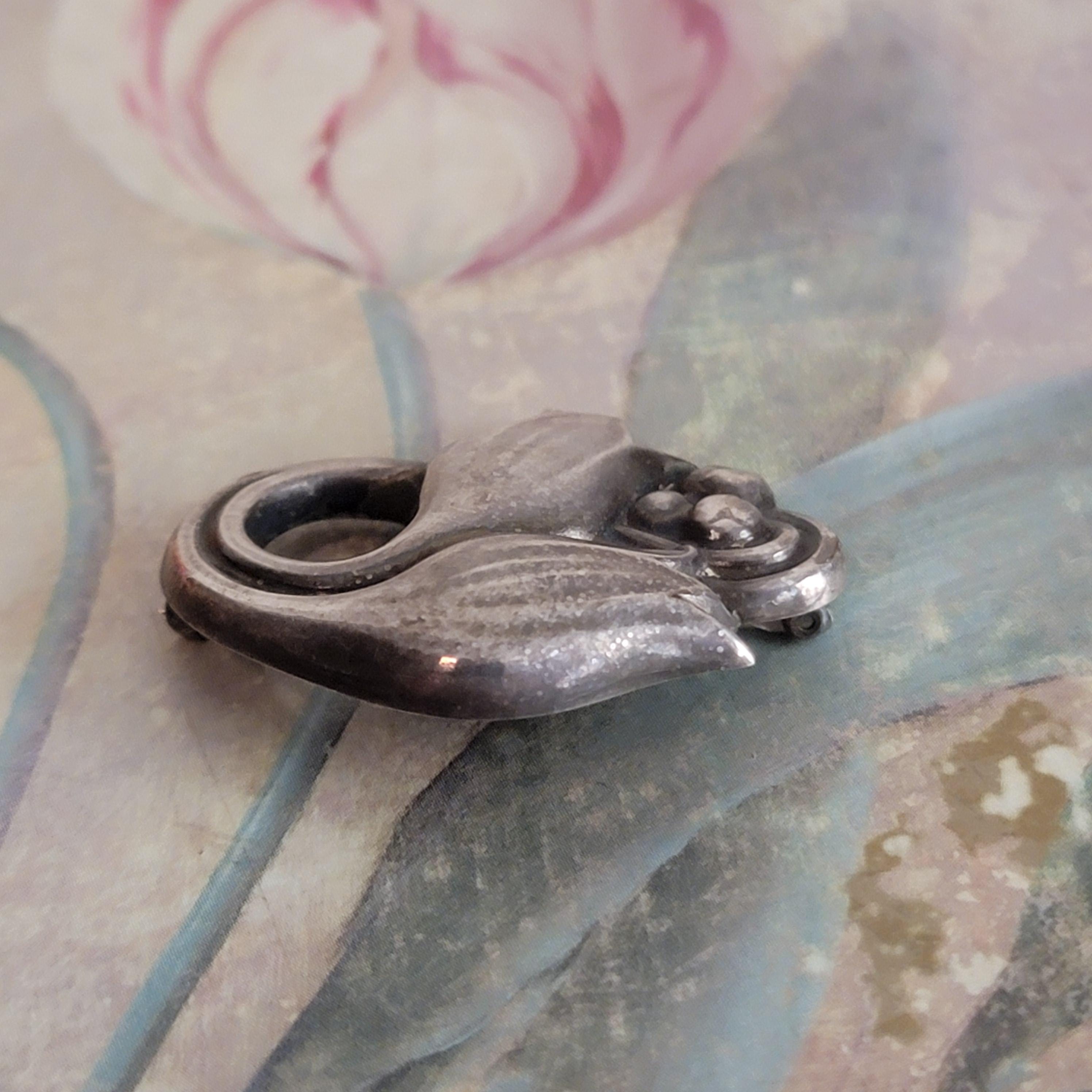 Vintage Georg Jensen Denmark 100 A Sterling Silver Flower Buds