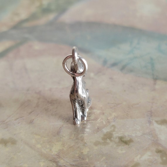 Vintage Sterling Silver Howling Coyote Pendant or… - image 4